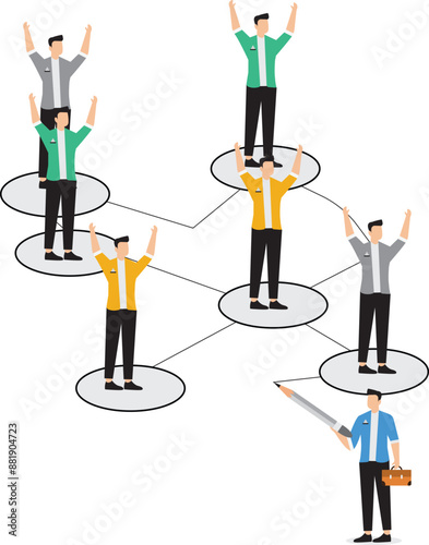 People networking for business opportunity connect with team or friends social media or business connection for success concept businessman connecting line with chart or business people community