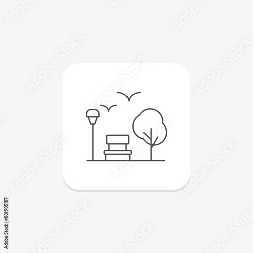 Urban Green Spaces thinline icon , vector, pixel perfect, illustrator file