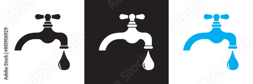 set of Water tap vector icon isolated on white background.
