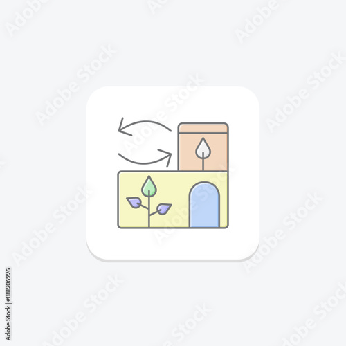 Green Urban Renewal lineal color icon , vector, pixel perfect, illustrator file