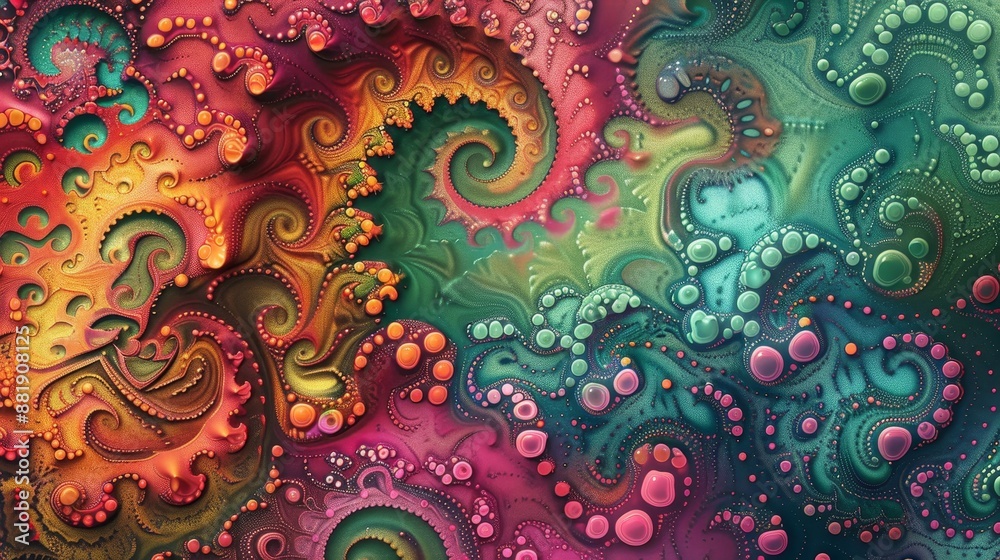 Wallpaper with bold fractal-like patterns in vibrant Holi colors Wallpaper with bold fractal-like patterns in vibrant Holi colors