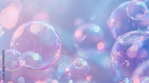 Serene background with pastel Holi colors and gradient bubbles © javier