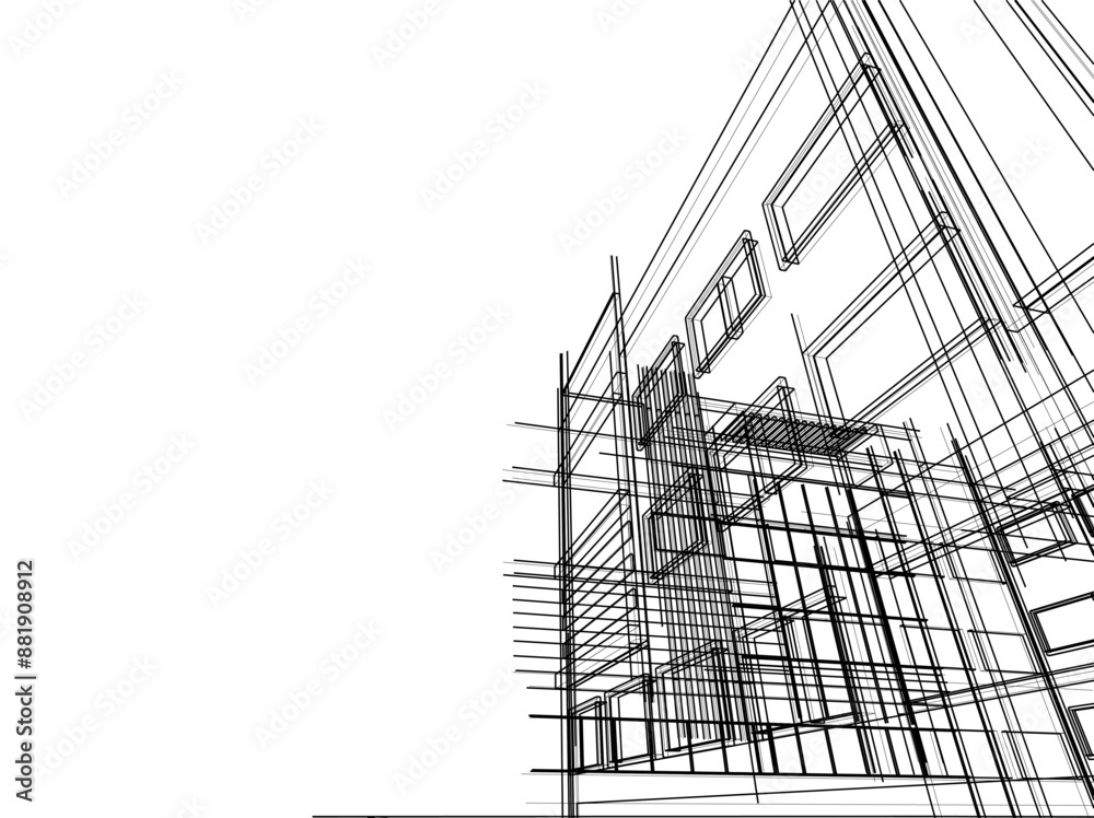 Office building sketch 3d rendering Office building sketch 3d rendering