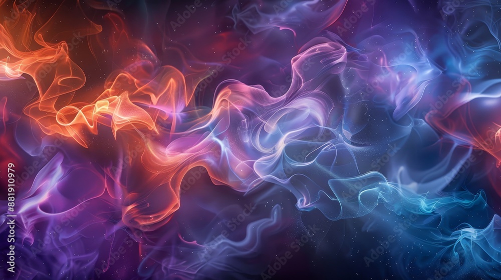 Mystical neon tendrils blend into a dark abstract backdrop Mystical neon tendrils blend into a dark abstract backdrop