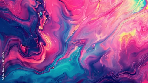 Bright neon colors forming liquid patterns on abstract wallpaper