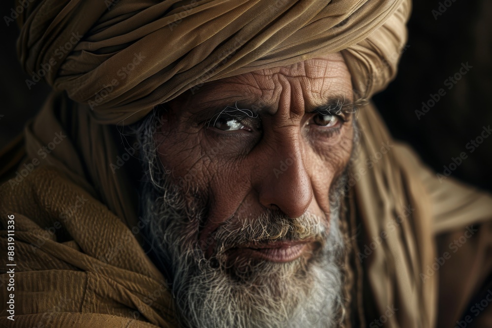 A dignified figure adorned in traditional robes and turban, exuding an air of spiritual authority. The intricate patterns and colors of their attire evoke a sense of mystique and cultural richness. A dignified figure adorned in traditional robes and turban, exuding an air of spiritual authority. The intricate patterns and colors of their attire evoke a sense of mystique and cultural richness.