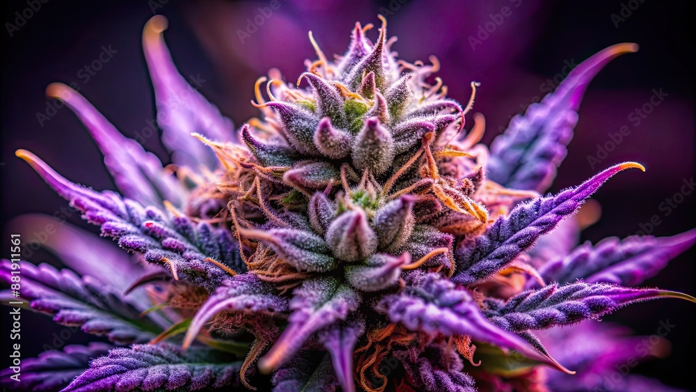 Raw and untrimmed purple marijuana bud in macro showcasing intricate details and natural beauty, purple, marijuana, bud, macro Raw and untrimmed purple marijuana bud in macro showcasing intricate details and natural beauty, purple, marijuana, bud, macro