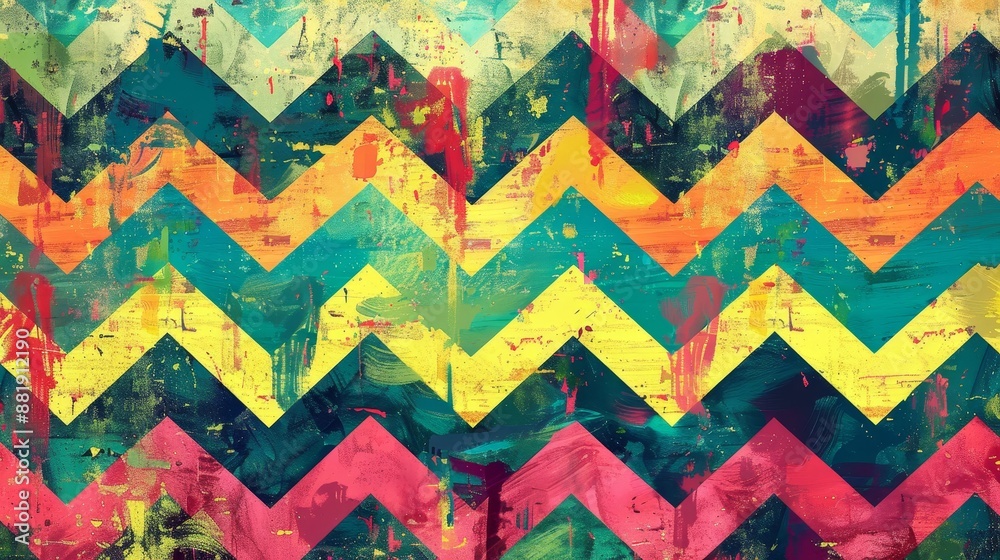Energetic wallpaper with zigzag patterns in vibrant colors Energetic wallpaper with zigzag patterns in vibrant colors