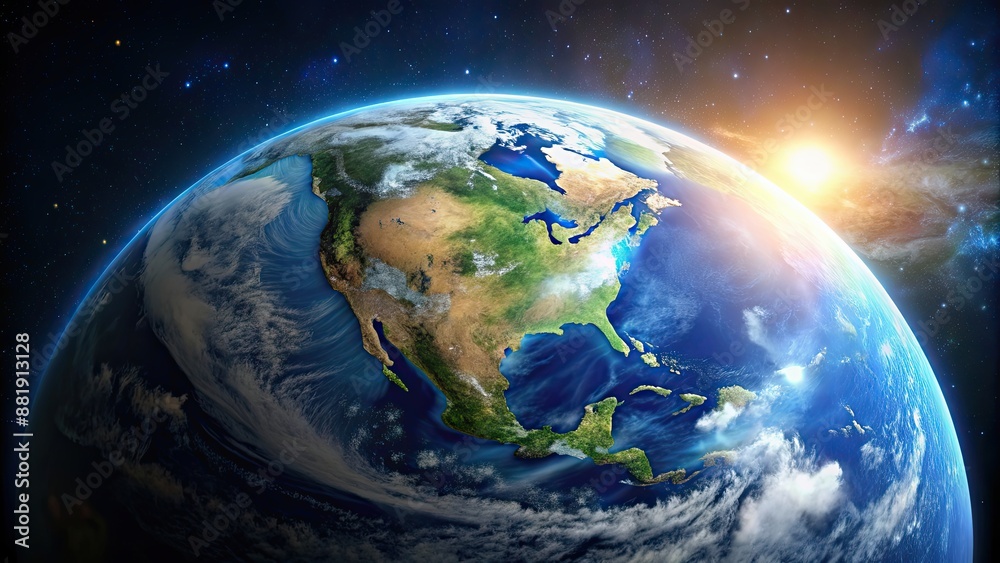 Fototapeta premium Planet Earth viewed from space, earth, world, globe, environment, nature, blue planet, satellite, orbit