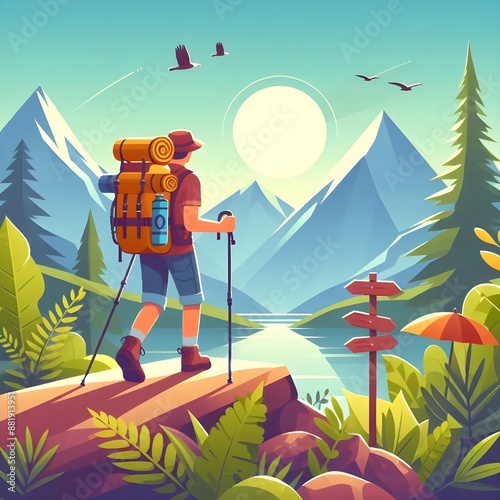 Hiking Day stock vector illustrations