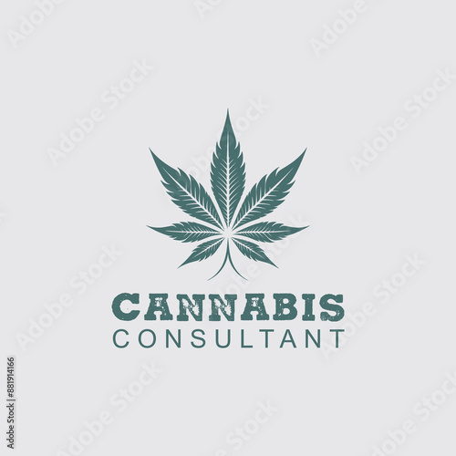 Simple Circle Cannabis Leaf for Marijuana Hemp Cultivation or CBD logo design
