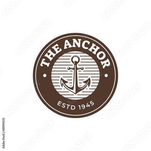 Vintage nautical anchor logo design