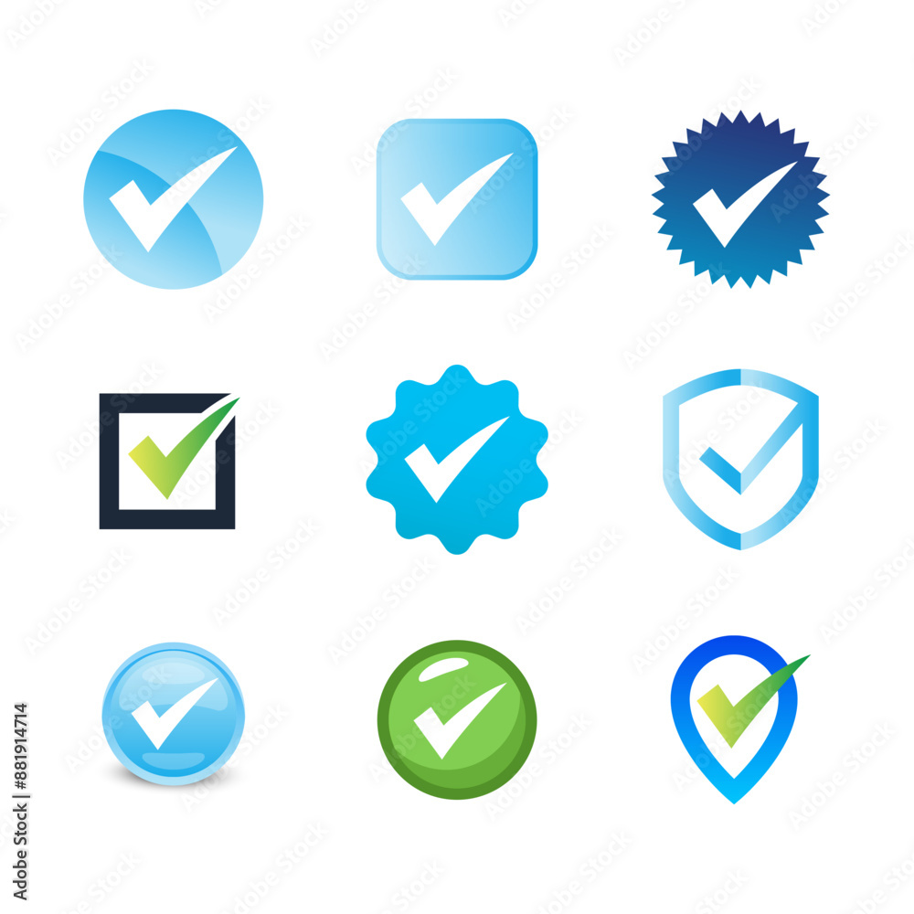 Set of Check mark vector icon logo design illustration Set of Check mark vector icon logo design illustration