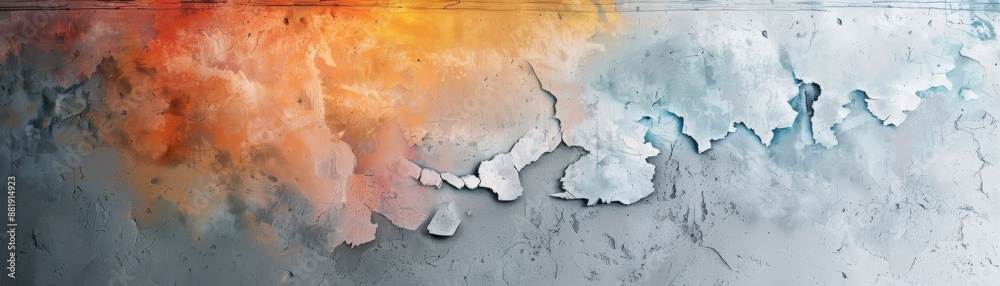 Modern abstract art with vibrant red and cool blue shades blending on textured . creating an artistic and dynamic visual display.