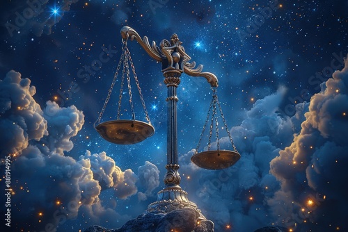 Celestial Libra: a scale with intergalactic features, perfect for astrology-themed visuals