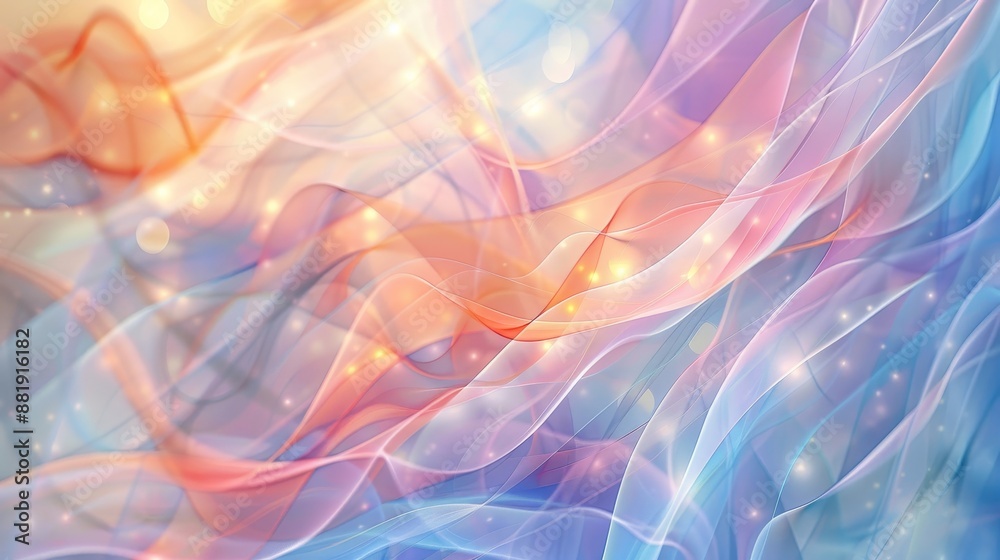 Translucent shapes in pastel hues with shimmering lights creating a background