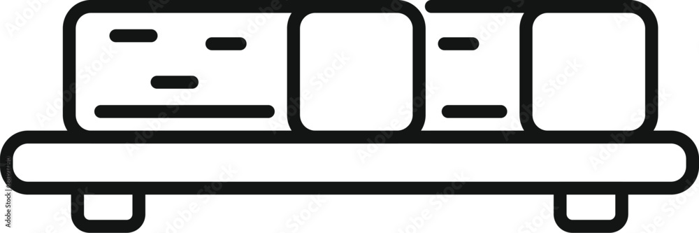 Simple icon of a conveyor belt moving cardboard boxes in a factory Simple icon of a conveyor belt moving cardboard boxes in a factory