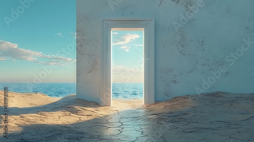 The door open in the shore of the island