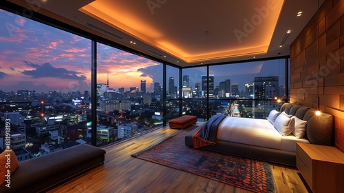 Modern bedroom with interior design