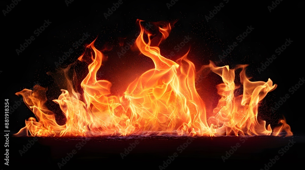 Detail of fire sparks isolated on black background Detail of fire sparks isolated on black background