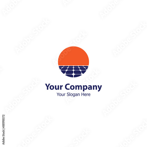 The combination of solar cells and the sun depicted in orange is suitable for solar panel companies.