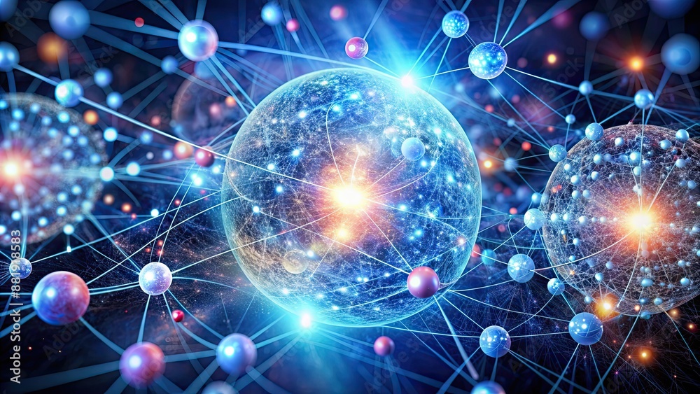 of particles exhibiting quantum entanglement in a visual representation, quantum, entanglement of particles exhibiting quantum entanglement in a visual representation, quantum, entanglement