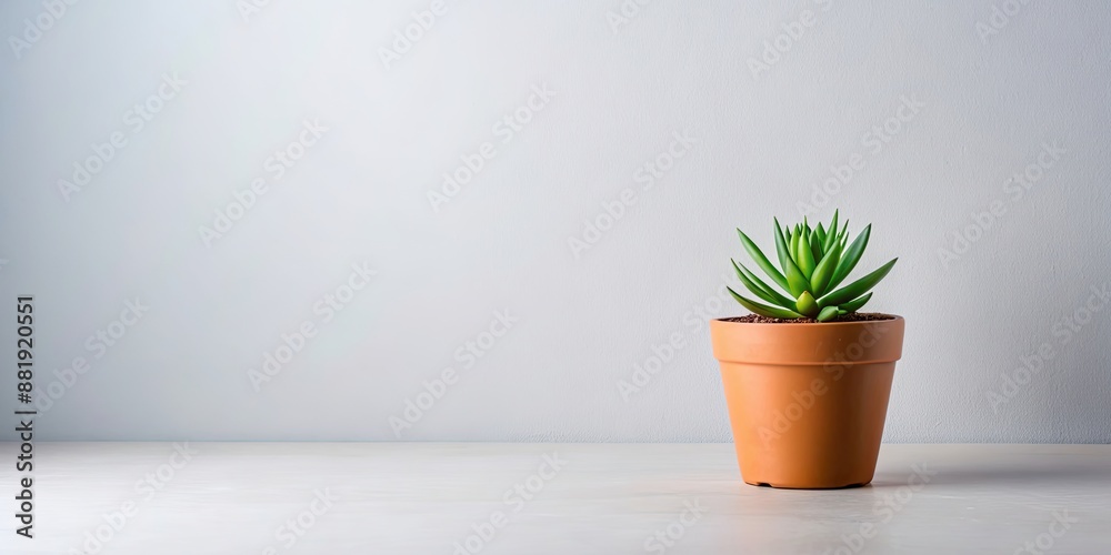 Fototapeta premium Simple potted plant on background, potted plant, green, leaves, houseplant, botanical, nature, isolated, decor, leaf