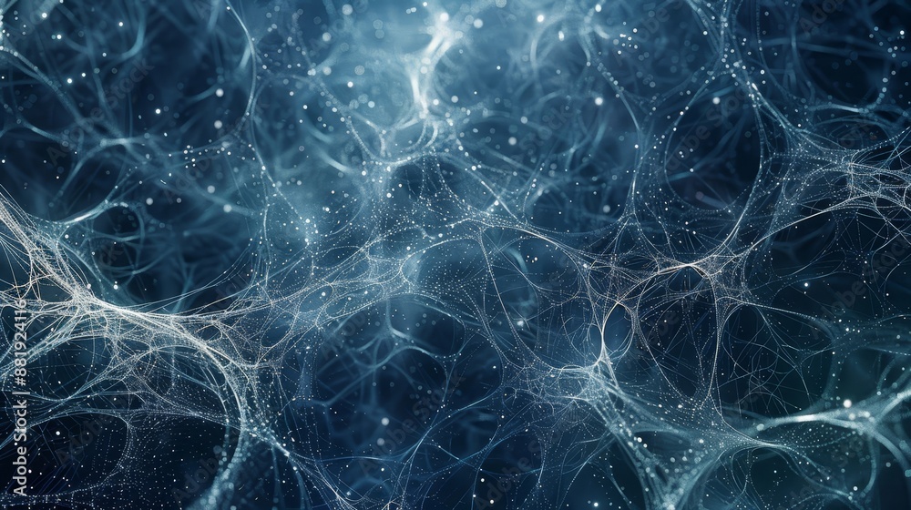 Fototapeta premium Dark blue and silver web patterns with subtle glowing points hidden Easter egg elements background