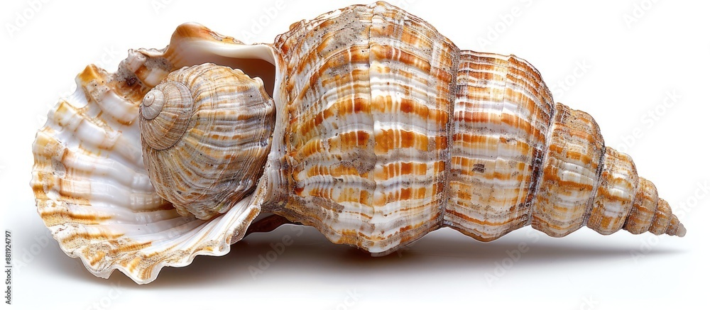 Seashell with Intricate Pattern and White Background