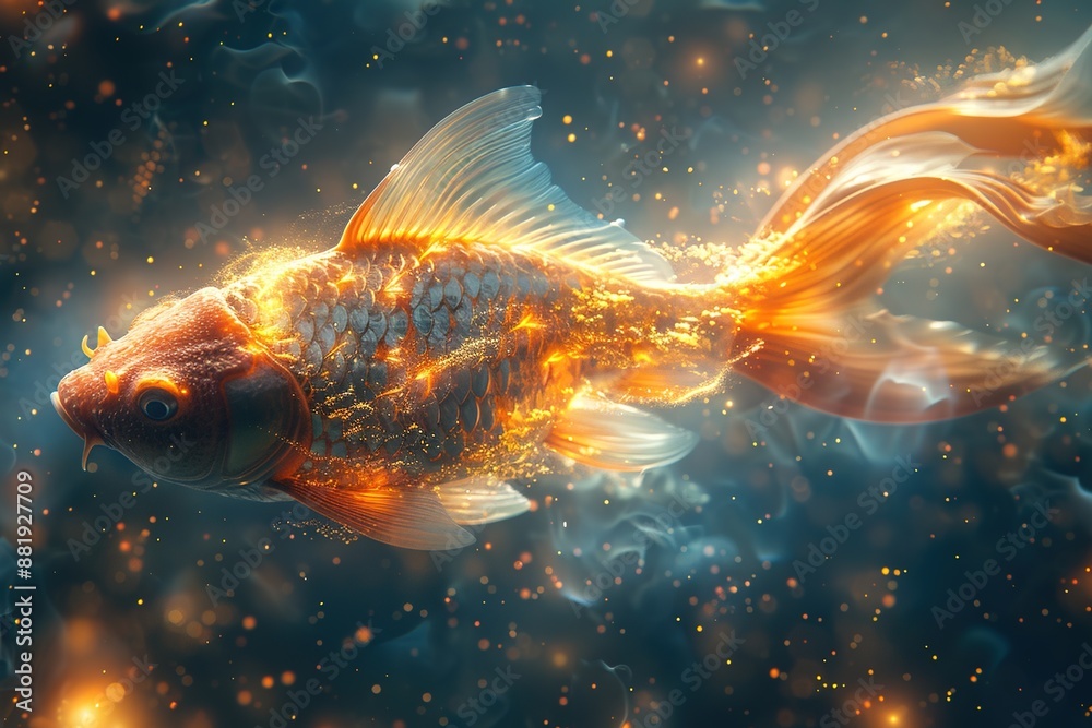 Artistic representation of Pisces zodiac constellation against a vivid intergalactic backdrop Artistic representation of Pisces zodiac constellation against a vivid intergalactic backdrop