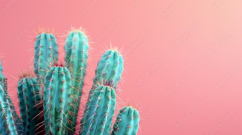 Green Cactus on a Pink Background Green Cactus on a Pink Background