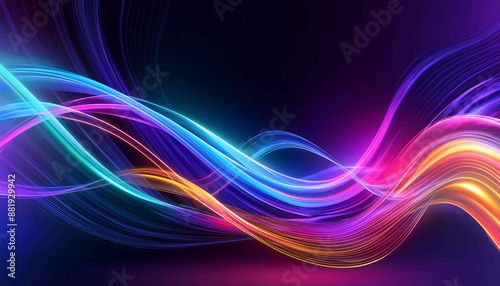 Wallpaper Mural Abstract, flowing blue lines with a glowing effect create a futuristic wallpaper design Torontodigital.ca