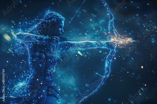 Artistic representation of the Sagittarius zodiac symbol blended seamlessly with a cosmic intergalactic background