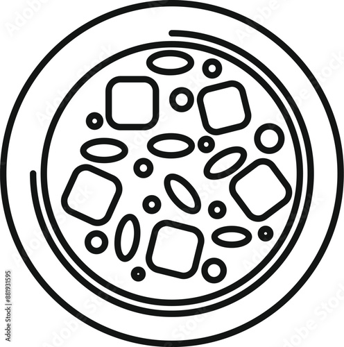 Top view illustration of a delicious plate of paella, perfect for projects related to spanish cuisine