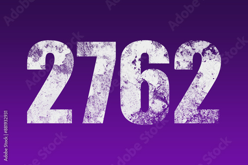 flat white grunge number of 2762 on purple background. 