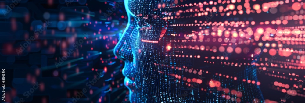 Naklejka premium Future AI Coding Agent Concept with Digital Coding, Artificial Intelligence, and Technological Innovations for Advanced Technology and Machine Learning Illustration.