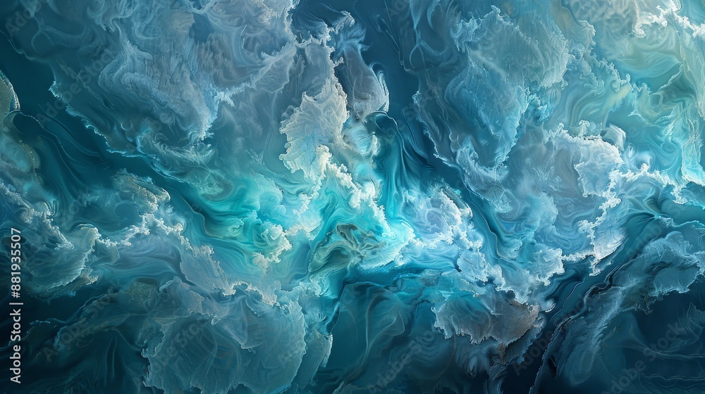 Turquoise and azure abstract design intricate swirling patterns cloud-like textures background Turquoise and azure abstract design intricate swirling patterns cloud-like textures background