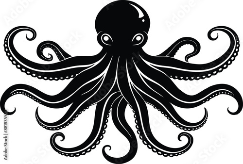 octopus silhouette, octopus icon vector illustration