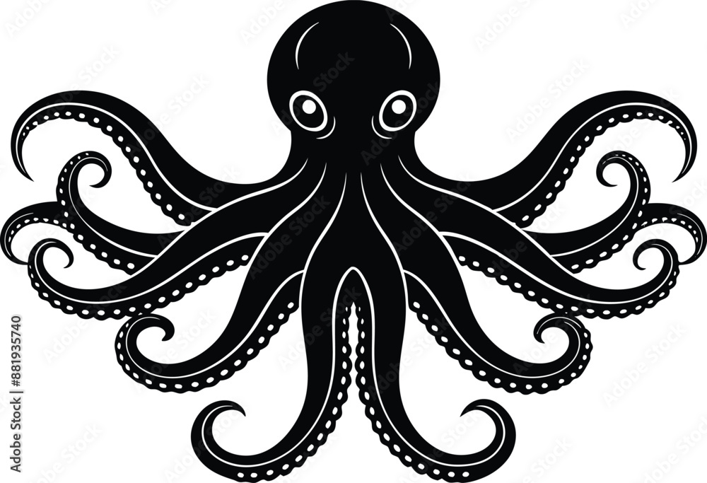 octopus silhouette, octopus icon vector illustration octopus silhouette, octopus icon vector illustration