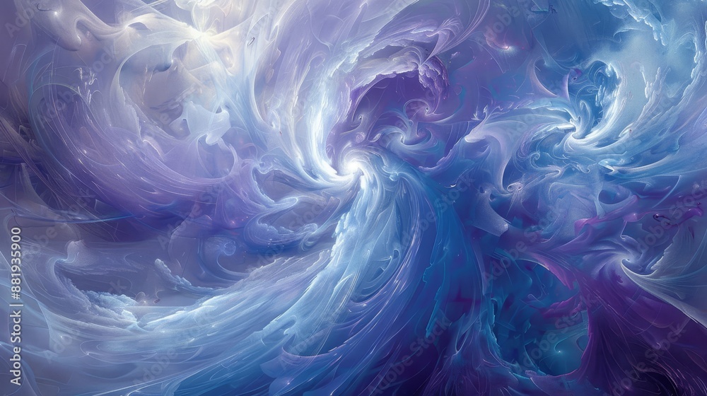 Dynamic design with cosmic blue and ethereal lavender swirling shapes glowing orbs backdrop Dynamic design with cosmic blue and ethereal lavender swirling shapes glowing orbs backdrop