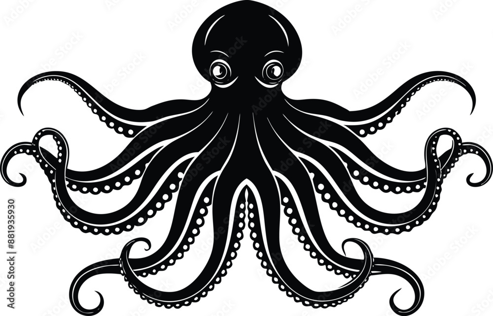 octopus silhouette, octopus icon vector illustration octopus silhouette, octopus icon vector illustration