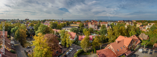 Obraz na płótnie Aerial view city Zelenogradsk from observation deck of Water Tower. Russia w salonie