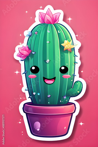 3d rendering of cacti and cactus with smile portrait wallpaper background