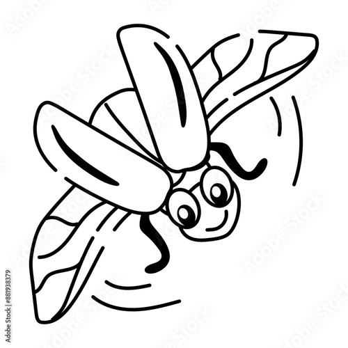 A hand drawn icon of flying scarab beetle 