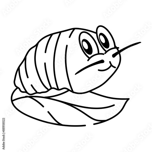 Cute hand drawn icon of a smiling pill cockroach 