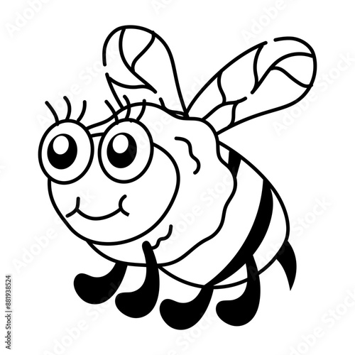 Cute doodle icon of a mason bee 