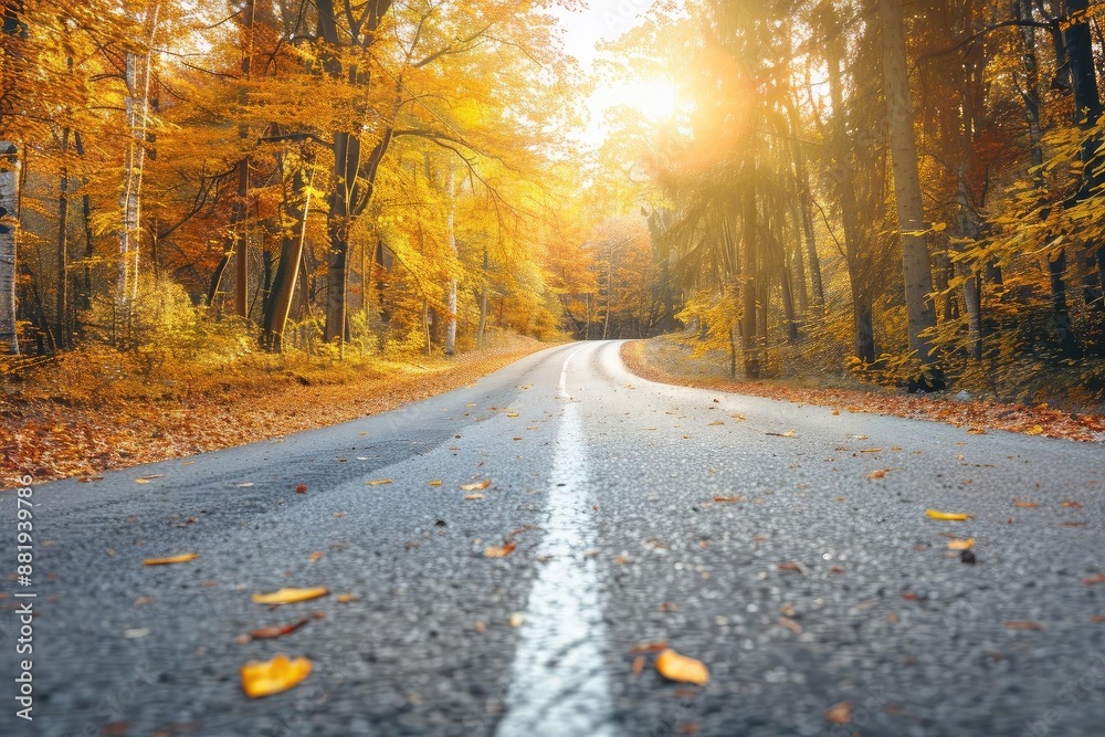 Scenic autumn road lined with vibrant trees in fall foliage, with sunlight filtering through the branches, creating a serene path. Scenic autumn road lined with vibrant trees in fall foliage, with sunlight filtering through the branches, creating a serene path.