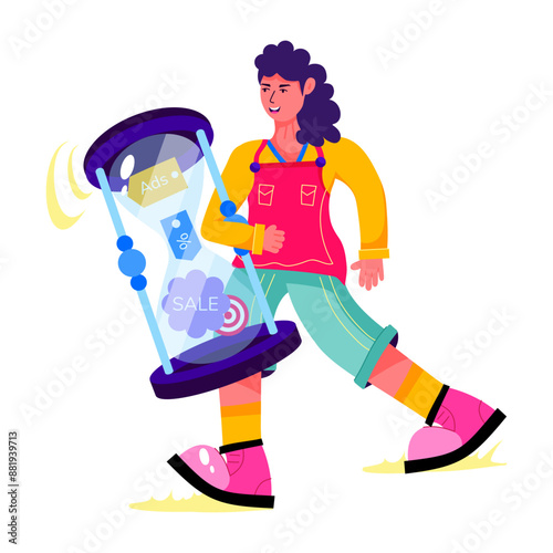 A flat style illustration of limited sale 