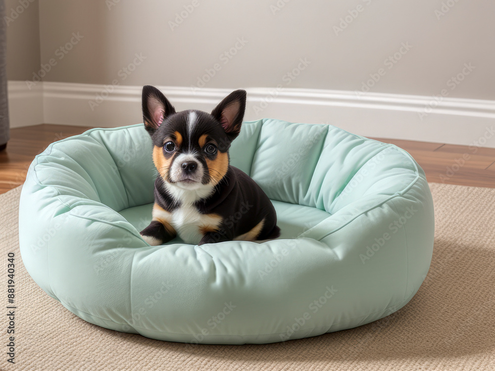 Fototapeta premium a squishy soft bed for your pet dog sited in the bedroom
