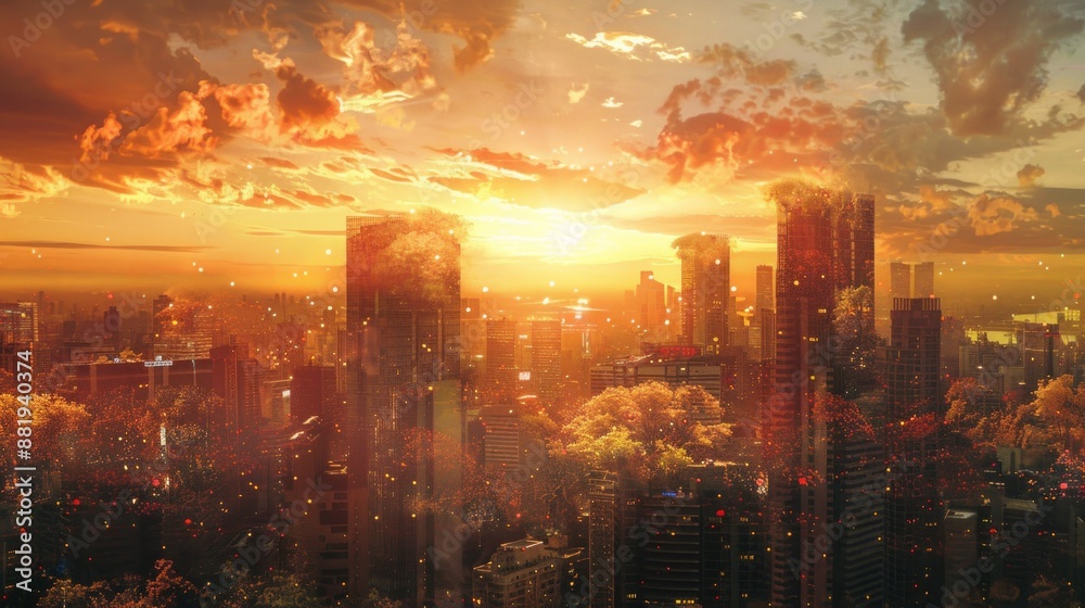 Fototapeta premium Golden Hour Cityscape